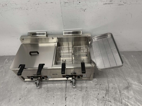 RVS Dubbele Friteuse Frituur 2 x 30 liter PROPAAN gas Horeca - Afbeelding 8