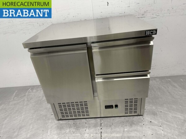 RVS Koelwerkbank 1 deur en 2 laden 90 cm 230V Horeca