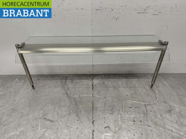 RVS Glazen bovenbouw met verlichting 154 cm Horeca