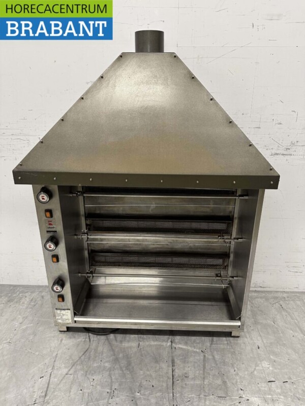 RVS Ubert RT Kippengrill Grill Schoorsteengrill 3 spiezen GAS/230V Horeca
