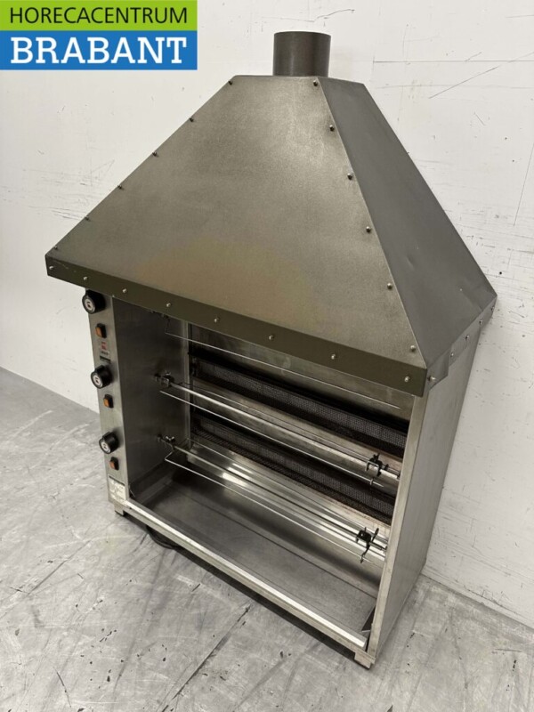 RVS Ubert RT Kippengrill Grill Schoorsteengrill 3 spiezen GAS/230V Horeca - Afbeelding 3