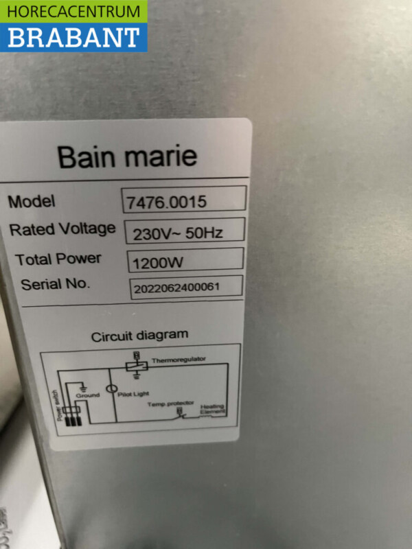 RVS Combisteel Bain marie 1/1 GN 230V Horeca - Afbeelding 4