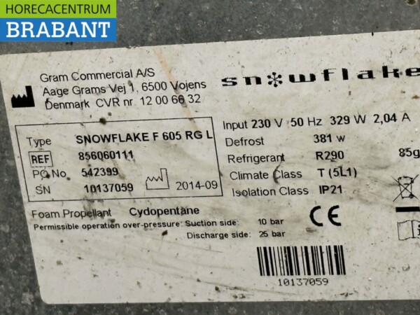 RVS Gram Snowflake Koelkast koeling 605 liter 230V Horeca - Afbeelding 5