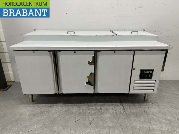 RVS Saro Pizzawerkbank Pizzatafel 3 deuren 202 cm 230V Horeca