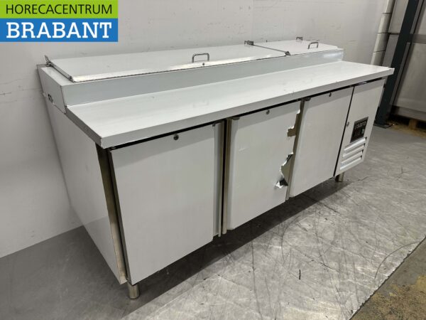 RVS Saro Pizzawerkbank Pizzatafel 3 deuren 202 cm 230V Horeca - Afbeelding 3