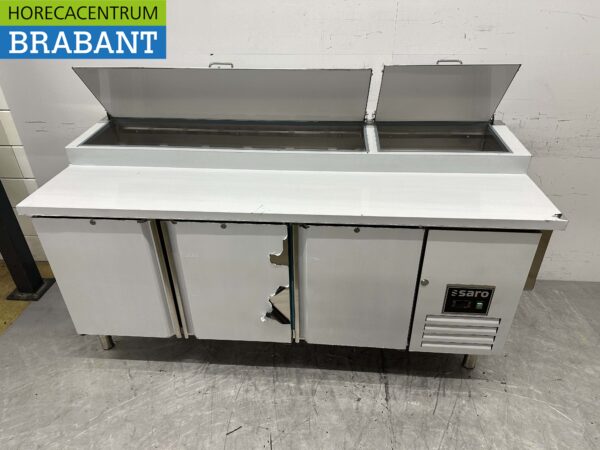 RVS Saro Pizzawerkbank Pizzatafel 3 deuren 202 cm 230V Horeca - Afbeelding 4