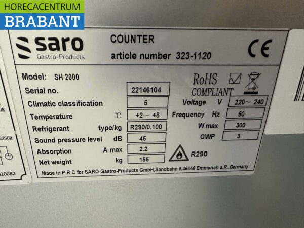 RVS Saro Pizzawerkbank Pizzatafel 3 deuren 202 cm 230V Horeca - Afbeelding 8