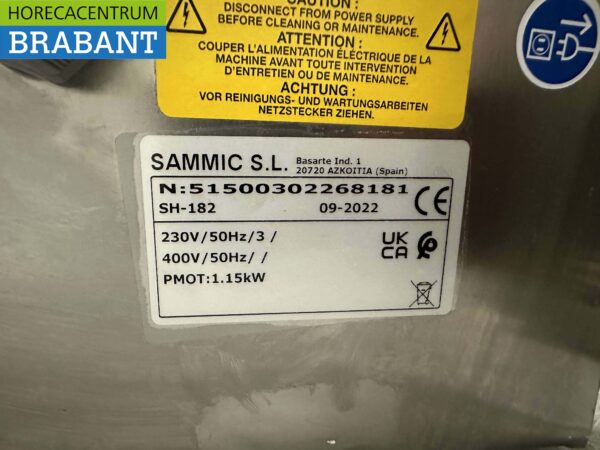 RVS Sammic SH-182 Lintzaag beenderzaag Kantelbare tafel 1820 mm 230V Slagerij Horeca - Afbeelding 6