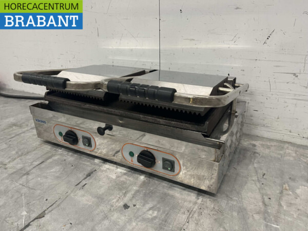 RVS Kromo Contactgrill Paninigrill Grill Glad/Ribbel 400V Horeca - Afbeelding 2