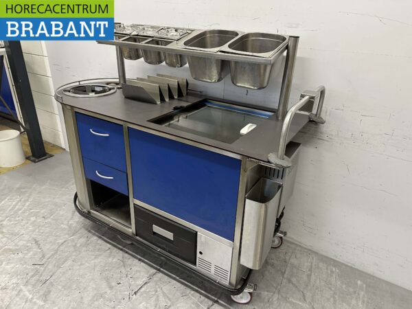 RVS Cateringwagen Zelfrijdend Accu warmhoudkast bain marie 10 x 1/1 GN 230V Horeca - Afbeelding 2