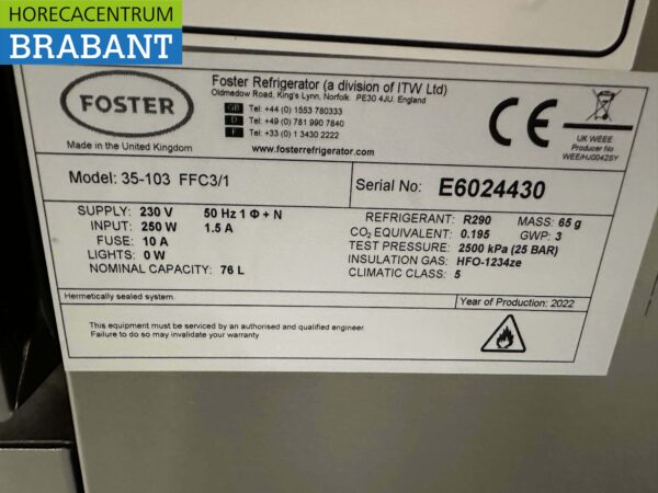 RVS Foster 35-103 Flexdrawer Koellade Vrieslade Koelwerkbank Vrieswerkbank 230V Horeca - Afbeelding 6