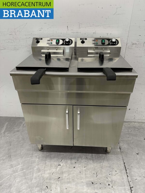HCB RVS Dubbele Friteuse Frituur 2 x 16 liter 230V Horeca