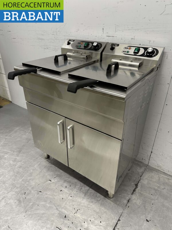 HCB RVS Dubbele Friteuse Frituur 2 x 16 liter 230V Horeca - Afbeelding 2
