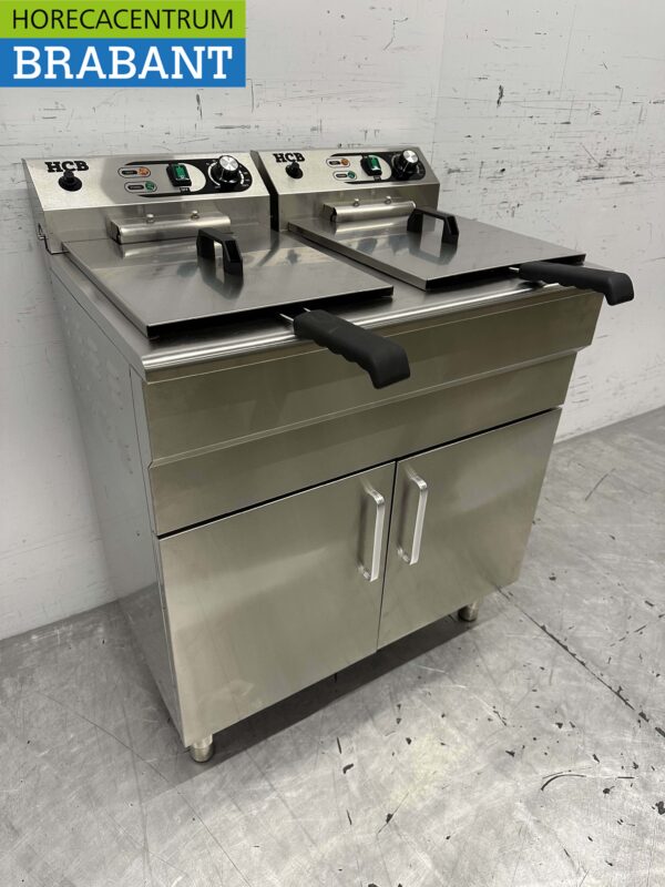 HCB RVS Dubbele Friteuse Frituur 2 x 16 liter 230V Horeca - Afbeelding 3