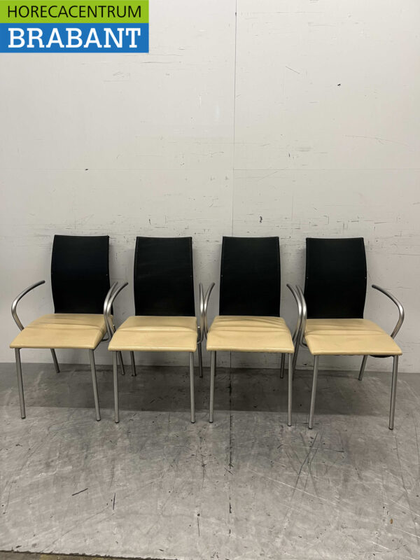 Eetkamerstoel stoelen zwart beige 9 stuks Horeca