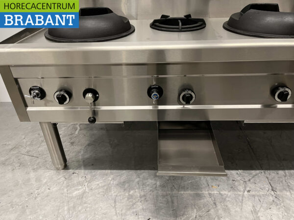 RVS Woktafel wokfornuis wok fornuis 5 branders 100,9 kW 245 cm Gas Horeca - Afbeelding 7