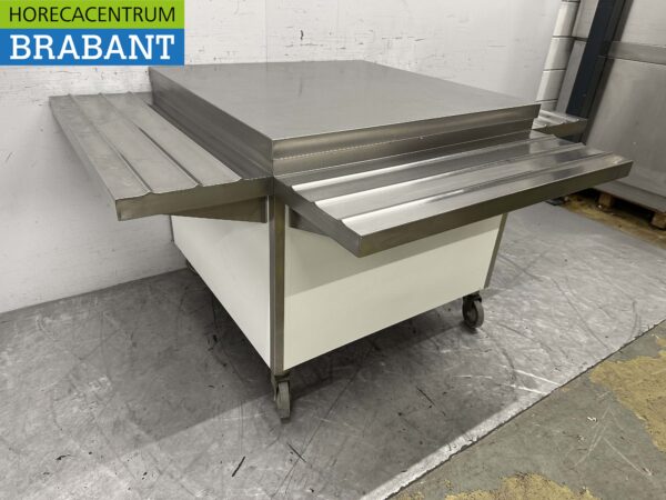 RVS Verrijdbare Werktafel Tafel Buffet tafel Op Wielen 100 x 100 x 90 cm Horeca - Afbeelding 3