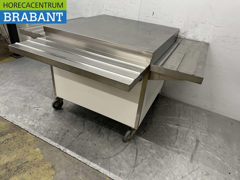 Paktafel Rvs RVS Verrijdbare Werktafel Tafel Buffet tafel Op Wielen 100 x 100 x 90 ...
