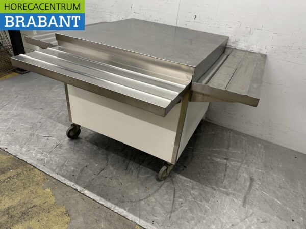 RVS Verrijdbare Werktafel Tafel Buffet tafel Op Wielen 100 x 100 x 90 cm Horeca - Afbeelding 4