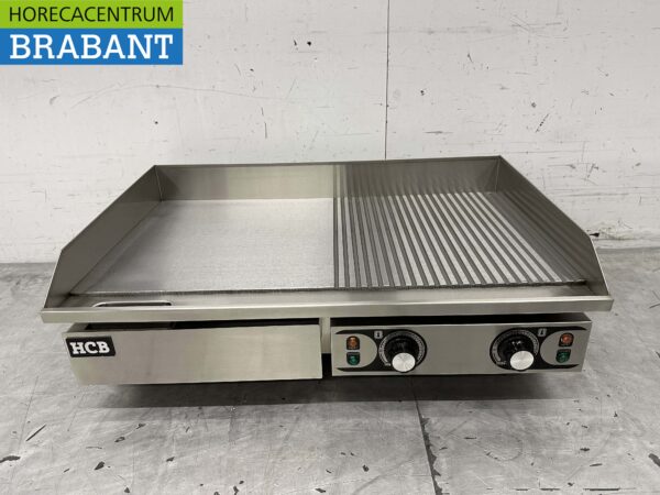 RVS Grillplaat Bakplaat 1/2 geribbeld 73 cm 2 x 230V Horeca