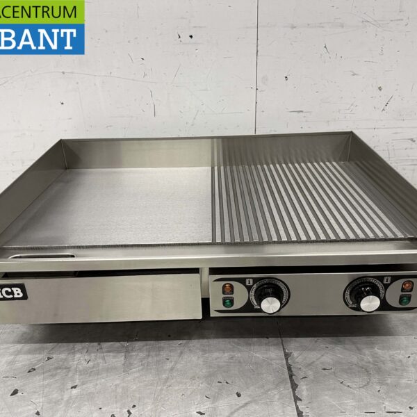 RVS Grillplaat Bakplaat 1/2 geribbeld 73 cm 2 x 230V Horeca