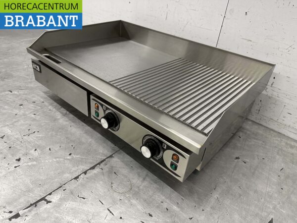 RVS Grillplaat Bakplaat 1/2 geribbeld 73 cm 2 x 230V Horeca - Afbeelding 2