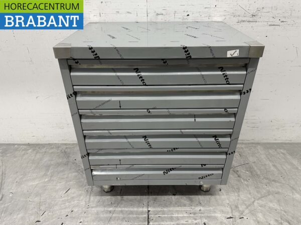 RVS Werkkast Kast Premium-line Ladenkast 6 laden voor deeg 70 cm Horeca Pizzeria Bakkerij