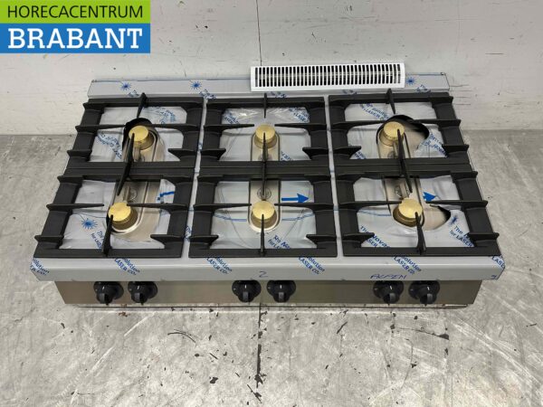RVS Electrolux 6 pits Opzet fornuis gasfornuis 120 cm Horeca - Afbeelding 2