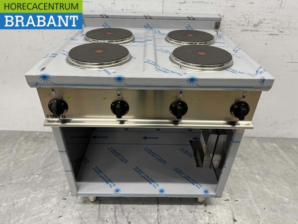 RVS Saro 4 pits elektrisch fornuis 80 cm 400V Horeca