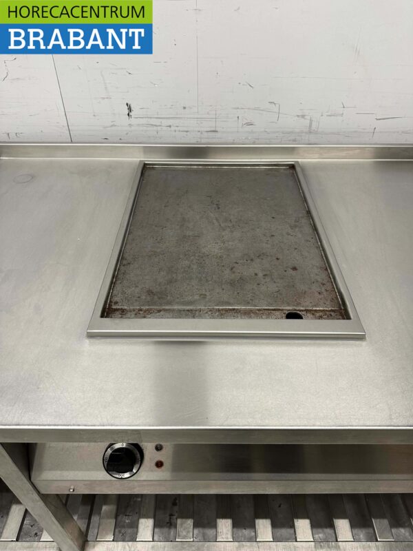 RVS Baklijn Spoelbak, elektrische bakplaat en dubbel fornuis 312 cm 400V Horeca - Afbeelding 4