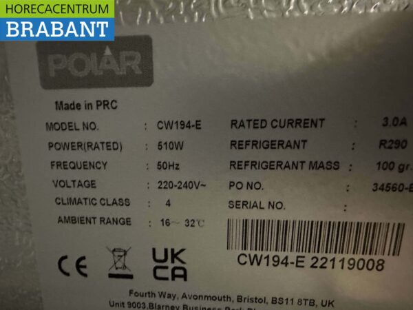 RVS Polar Vrieskast Vriezer 2 deuren 600 liter Horeca - Afbeelding 6