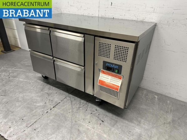 RVS Polar Koelwerkbank 4 laden 136 cm 230V Horeca - Afbeelding 2