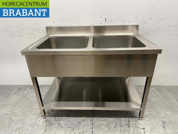 RVS HCB Spoeltafel Spoelbak Wastafel Dubbele spoelbakken 120 cm Horeca