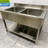 RVS HCB Spoeltafel Spoelbak Wastafel Dubbele spoelbakken 120 cm Horeca - Afbeelding 2
