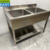 RVS HCB Spoeltafel Spoelbak Wastafel Dubbele spoelbakken 120 cm Horeca - Afbeelding 3