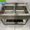 RVS HCB Spoeltafel Spoelbak Wastafel Dubbele spoelbakken 120 cm Horeca - Afbeelding 4