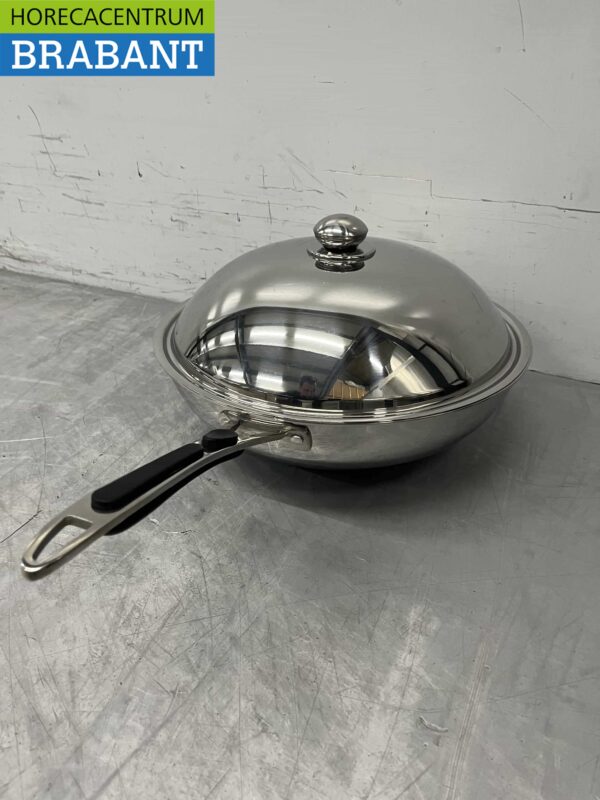 HCB RVS Universele inductie wokpan wok met deksel 36 cm Horeca - Afbeelding 2