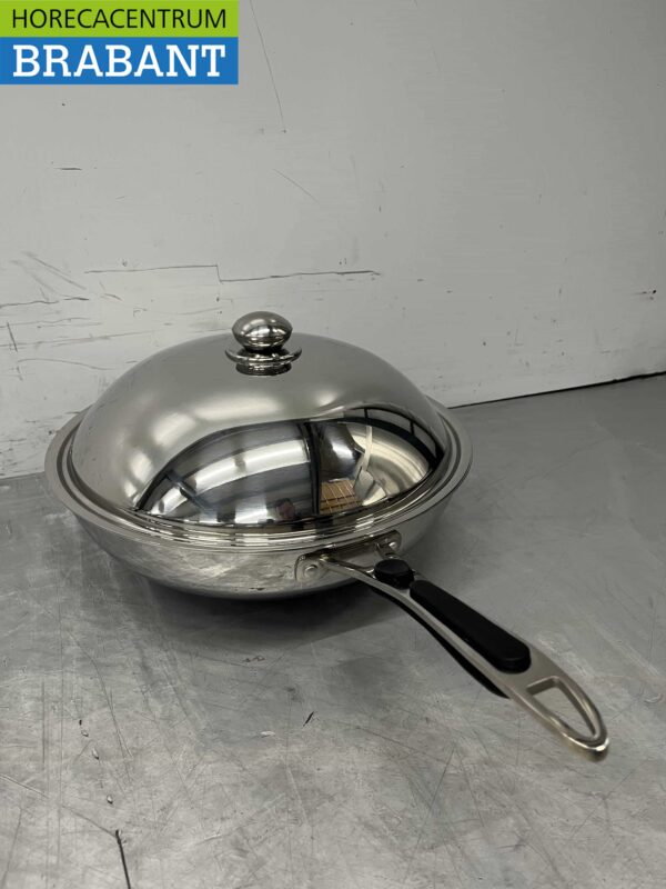 HCB RVS Universele inductie wokpan wok met deksel 36 cm Horeca - Afbeelding 3