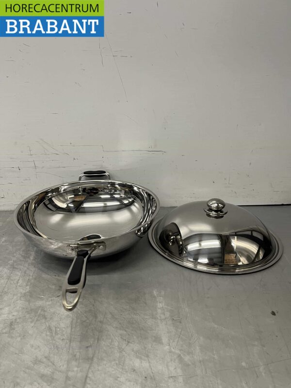 HCB RVS Universele inductie wokpan wok met deksel 36 cm Horeca - Afbeelding 4