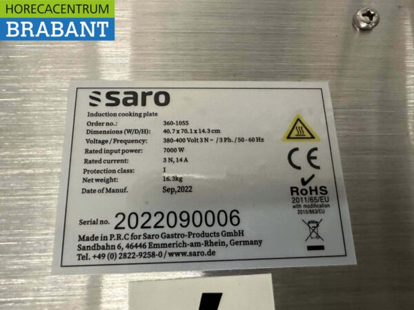 RVS Saro Anita inductie fornuis kookplaat 7 kW 400V Horeca - Afbeelding 5