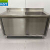 HCB RVS Spoeltafel Spoelbak 2 Schuifdeuren Premium-line 140 cm Horeca