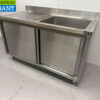 HCB RVS Spoeltafel Spoelbak 2 Schuifdeuren Premium-line 140 cm Horeca - Afbeelding 2