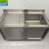 HCB RVS Spoeltafel Spoelbak 2 Schuifdeuren Premium-line 140 cm Horeca - Afbeelding 4