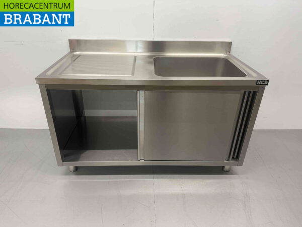 HCB RVS Spoeltafel Spoelbak 2 Schuifdeuren Premium-line 140 cm Horeca - Afbeelding 7