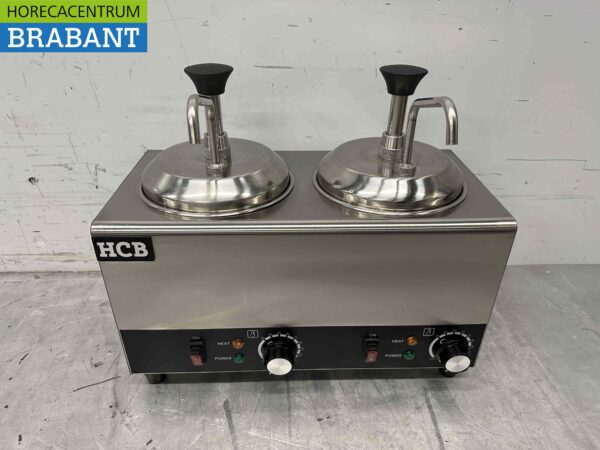 RVS Verwarmde sauspomp Sauswarmer 2 x 2 liter Kaas Karamel Boter Chili Fondant 230V Horeca