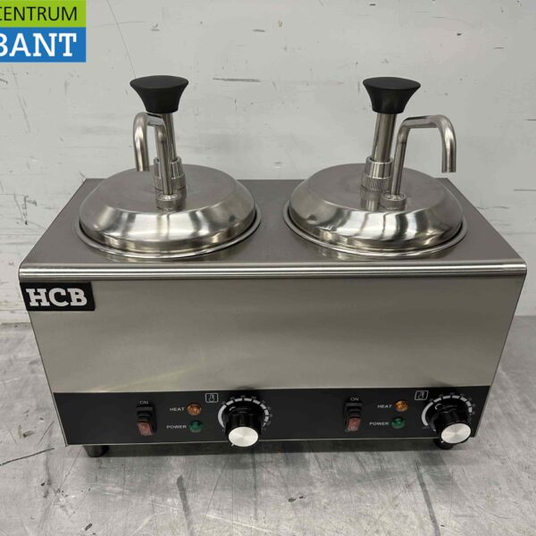 RVS Verwarmde sauspomp Sauswarmer 2 x 2 liter Kaas Karamel Boter Chili Fondant 230V Horeca