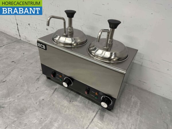 RVS Verwarmde sauspomp Sauswarmer 2 x 2 liter Kaas Karamel Boter Chili Fondant 230V Horeca - Afbeelding 2