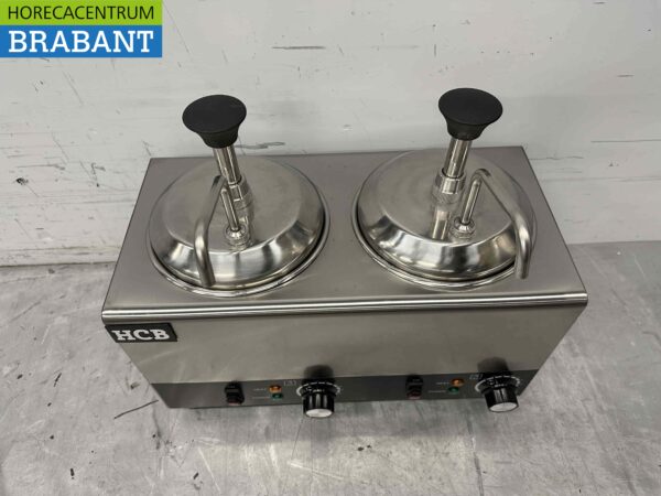 RVS Verwarmde sauspomp Sauswarmer 2 x 2 liter Kaas Karamel Boter Chili Fondant 230V Horeca - Afbeelding 4