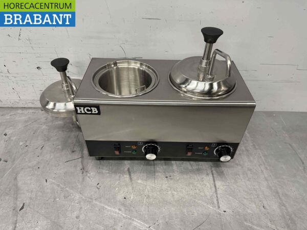 RVS Verwarmde sauspomp Sauswarmer 2 x 2 liter Kaas Karamel Boter Chili Fondant 230V Horeca - Afbeelding 5