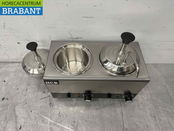 RVS Verwarmde sauspomp Sauswarmer 2 x 2 liter Kaas Karamel Boter Chili Fondant 230V Horeca - Afbeelding 6